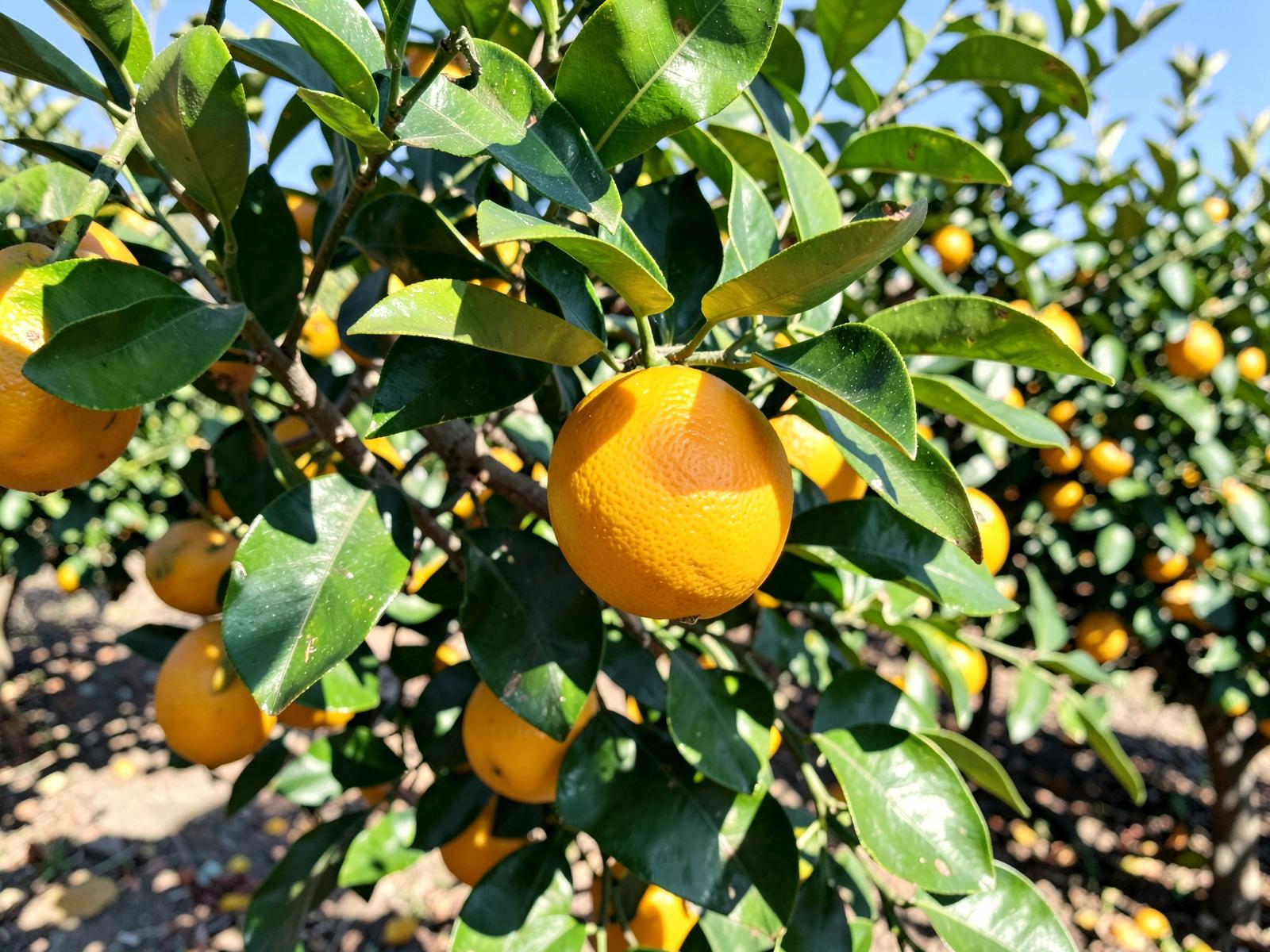 Naranjas madurando en los campos de Llutxent i Otos